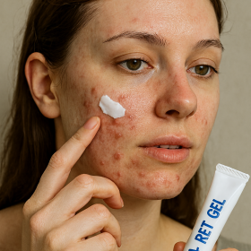 A Retgel Complete Guide 5 A caucasian lady applying A Retgel for acne